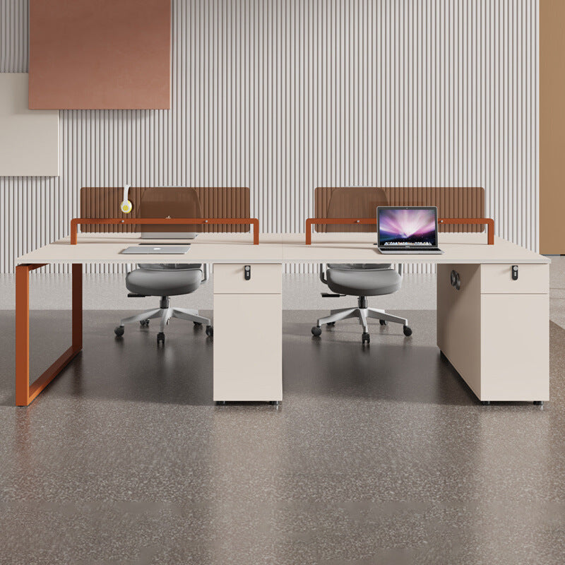 Thickened steel frame office desk and chair combination four-person double 2-person 4-person desk casual modern office electric thickened