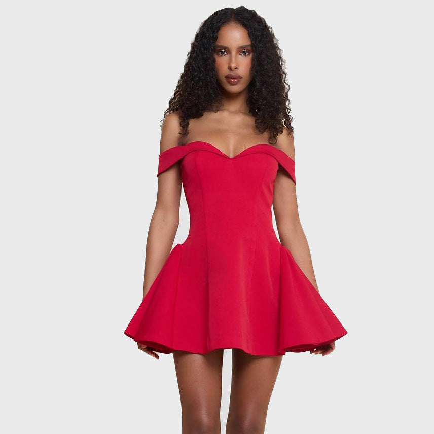 fall/winter european and american fashion: new cross-border sexy bandeau one-shoulder slim-fit mini dress