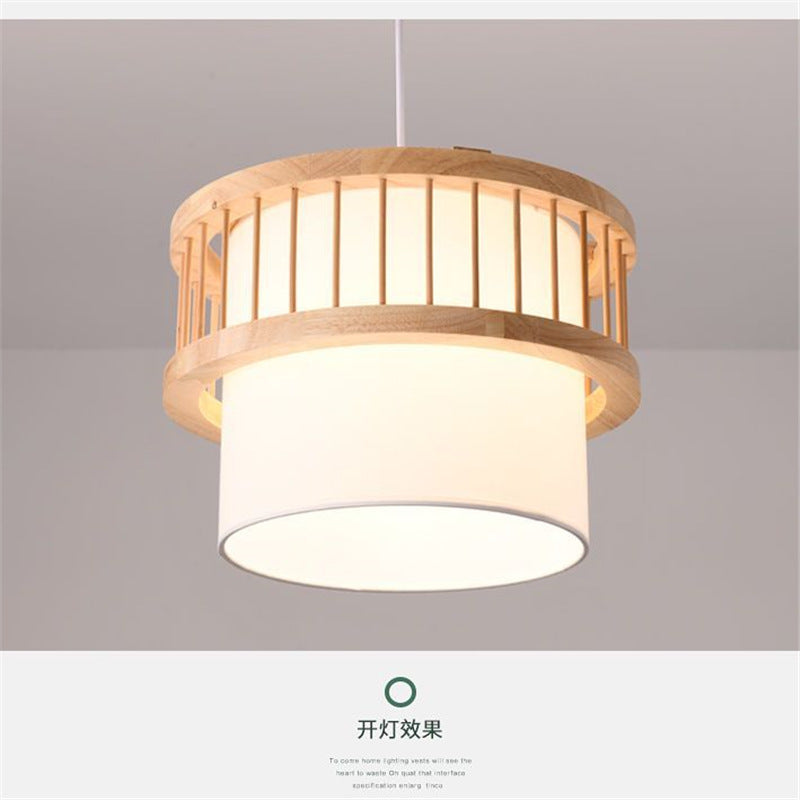 Nordic solid wood pendant light - restaurant, dining, hotel private room, noodle shop hanging lamp - japanese style master bedroom lighting fixture