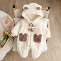 Baby clothes autumn and winter fleece-lined thickened cotton padded outfit, super cute baby fuzzy sweater, winter outdoor romper