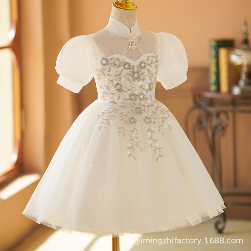 spot hot-selling girl's dress, piano performance, catwalk, children's flower girl princess dress, short style, wholesale