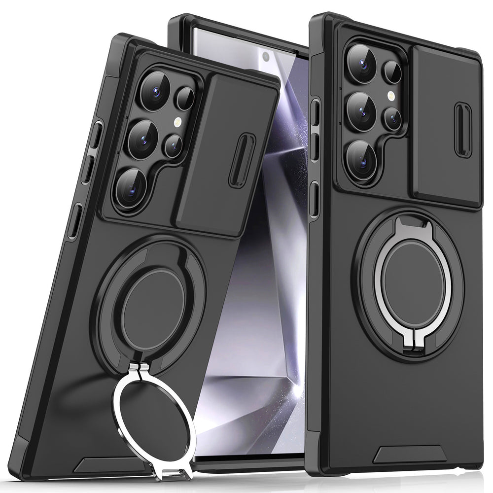 Amazon cross-border wholesale suitable for samsung s26ultra european and american car magnetic holder mobile phone case a57 sliding window