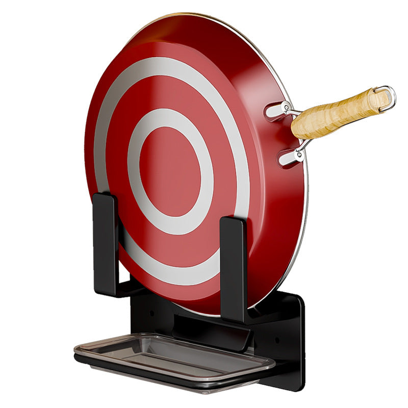 Pot lid rack with drain tray, no punching in kitchen, wall-mounted black cutting board, chopping board, cutting board storage rack