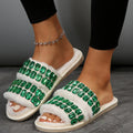 Rhinestone cotton slippers 2024 new women's winter fleece-lined thickened couple student plush slippers home indoor cotton slippers