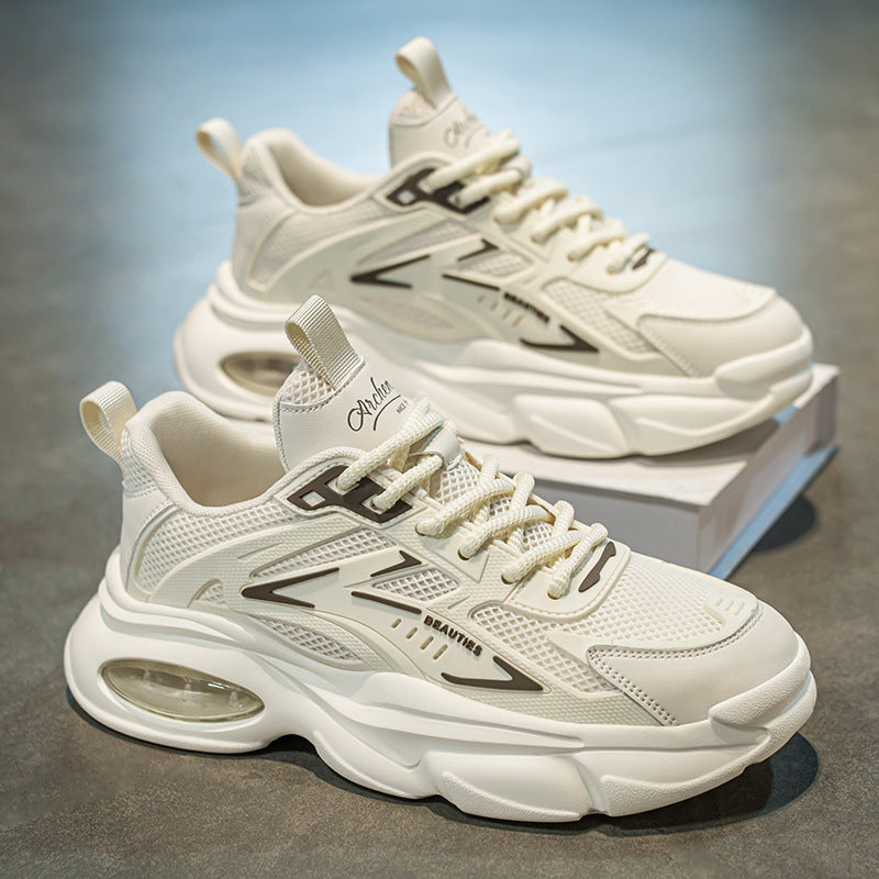 Spring breathable men's shoes 2026 new mesh sneakers athletic casual middle school student chunky sole dad shoes trendy footwear