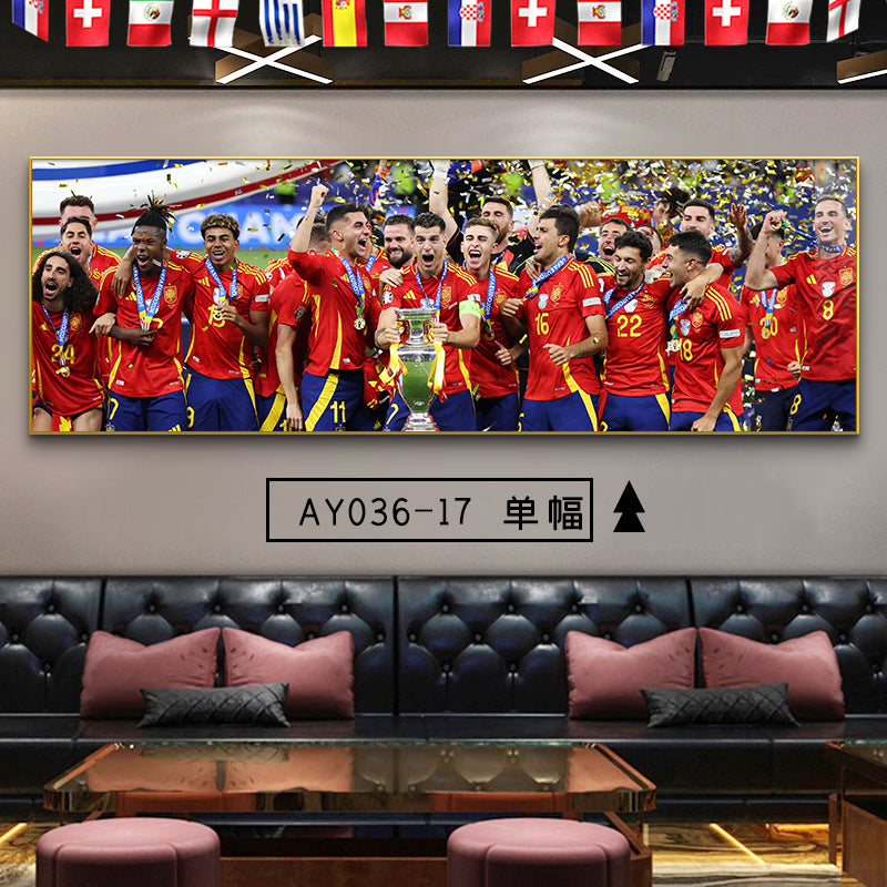 2024 Spain wins the championship decorative painting European Cup Cristiano Ronaldo poster hanging painting sports color store wall football star decoration