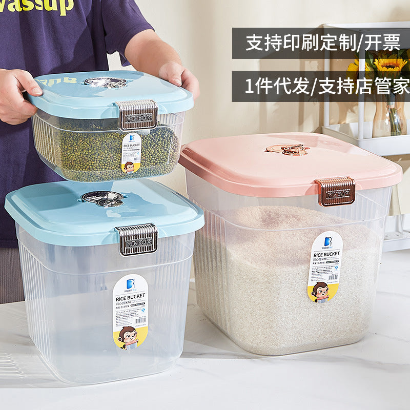 Household miscellaneous grains insect-proof and moisture-proof storage surface box with rice bucket box 25kg large capacity sealed 10kg food-grade rice bucket