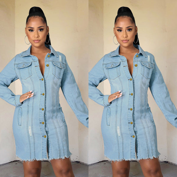 European and American spot supply  wish new women's clothing slim hole  denim jacket women