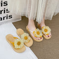 Sweet style chunky platform 4cm sunflower slides - women's summer beach sandals, anti-slip fashion slippers, soft sole shoes for students