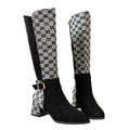 Versatile chunky heel geometric print over-the-knee boots - autumn/winter  new arrival - elastic cuff, hot-selling women's boots for independent e-commerce stores