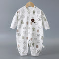Infant and toddler pure cotton class a onesies, spring and autumn styles, long-sleeved rompers for baby boys and girls, seamless cartoon hooded pajamas, children's clothing