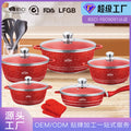 Oem personalized die-cast aluminum pot 12pcs kitchen cooking suit soup pot stew pot frying pan non-stick pan wholesale pot