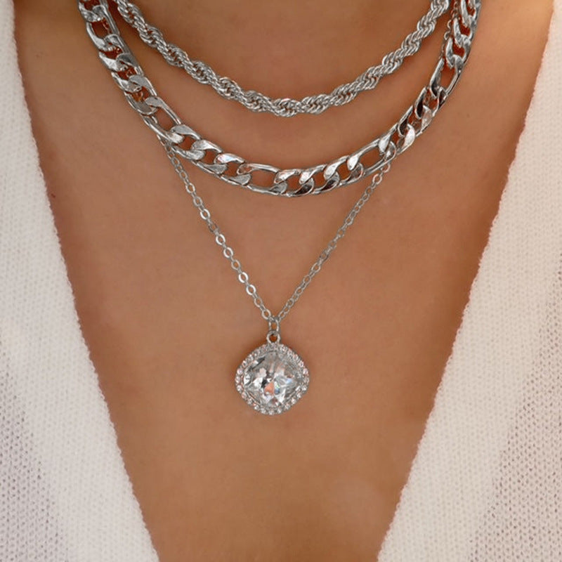 Gold-plated crystal pendant wholesale fashionnew arrival necklace fashion street style butterfly sweater chain women's light luxury style clavicle chain