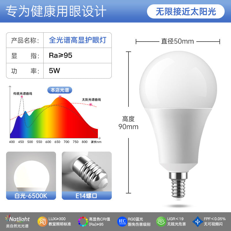 LED bulb, white light warm light e14e27 screw ball bulb 3W5w7W9w12 watt household lighting energy saving bulb