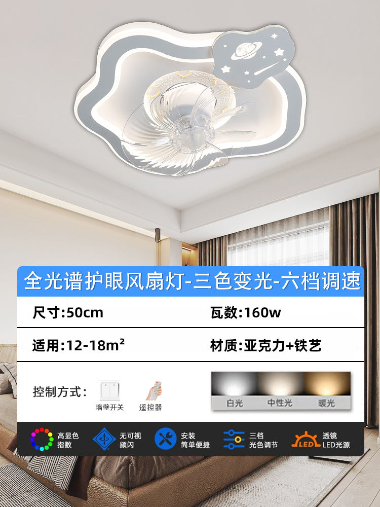 Bedroom fan light ceiling integrated dining room full spectrum study intelligent voice with electric fan Zhongshan home improvement lighting