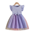 Exportgirl light purple pit strips flying sleeves gradient star mesh skirt summerkidsbows princess dress trendy