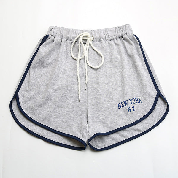 Independent Station Cross-border Foreign Trade European and American ins Style Women's Pants Grey Letter Printing Sports Loose Shorts