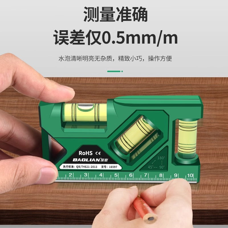 High-precision magnetic level for home use - mini, drop-proof level with protractor for measuring outlets and switches