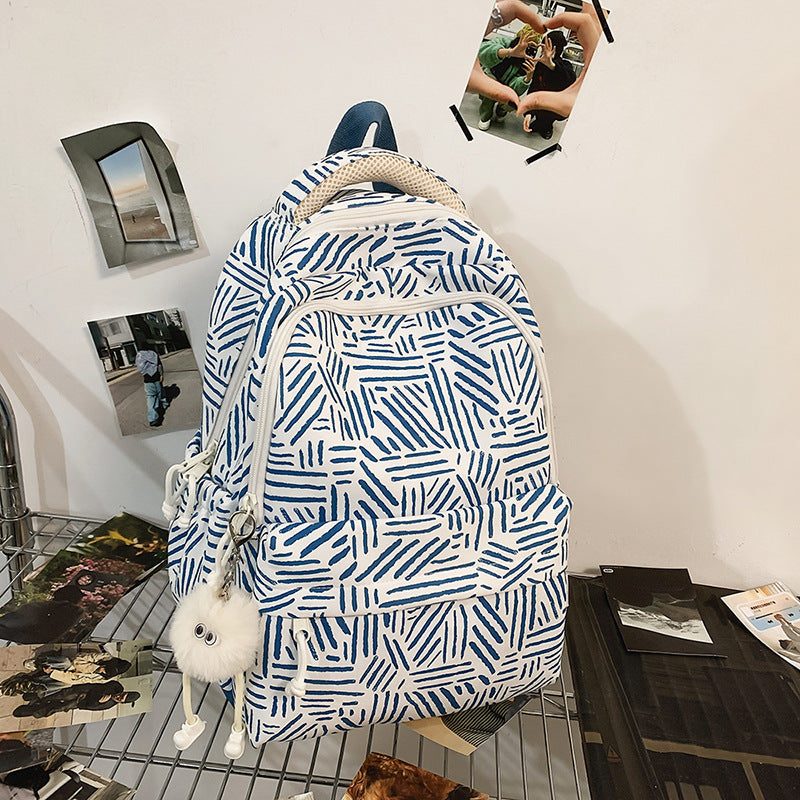 Niche style american graffiti junior high school and college students large capacity backpack stylish checkerboard grids high school student backpack