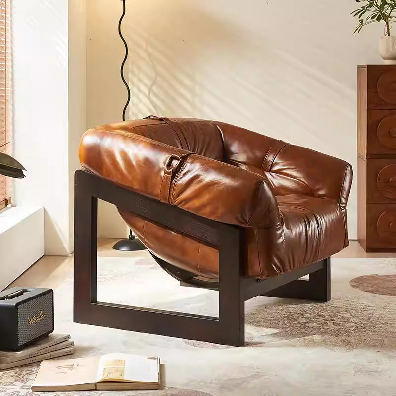 Medieval style solid wood single chair sofa balcony lazy lounge chair american casual chair oil wax cigar bar chair b&b chair chair
