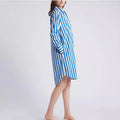 European and american export cross-border   new spring/summer fashionable striped print turn-down collar shirt dress