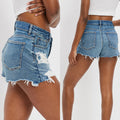 ripped shorts for women,  hot-selling denim shorts, european and american fashion raw edge jeans