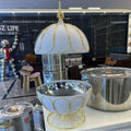 White stainless steel globe buffet warmer - creative hanging lid buffet stove - hotel hot pot warmer