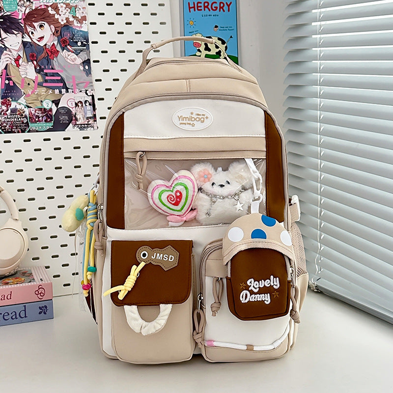 Cross-border high-value versatile large-capacity schoolbag female cute pain bag backpack junior high school girl high school student backpack