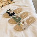 New summer fairy style color block floral slides - women's beach sandals, fashionable outdoor wear, flat, non-slip
