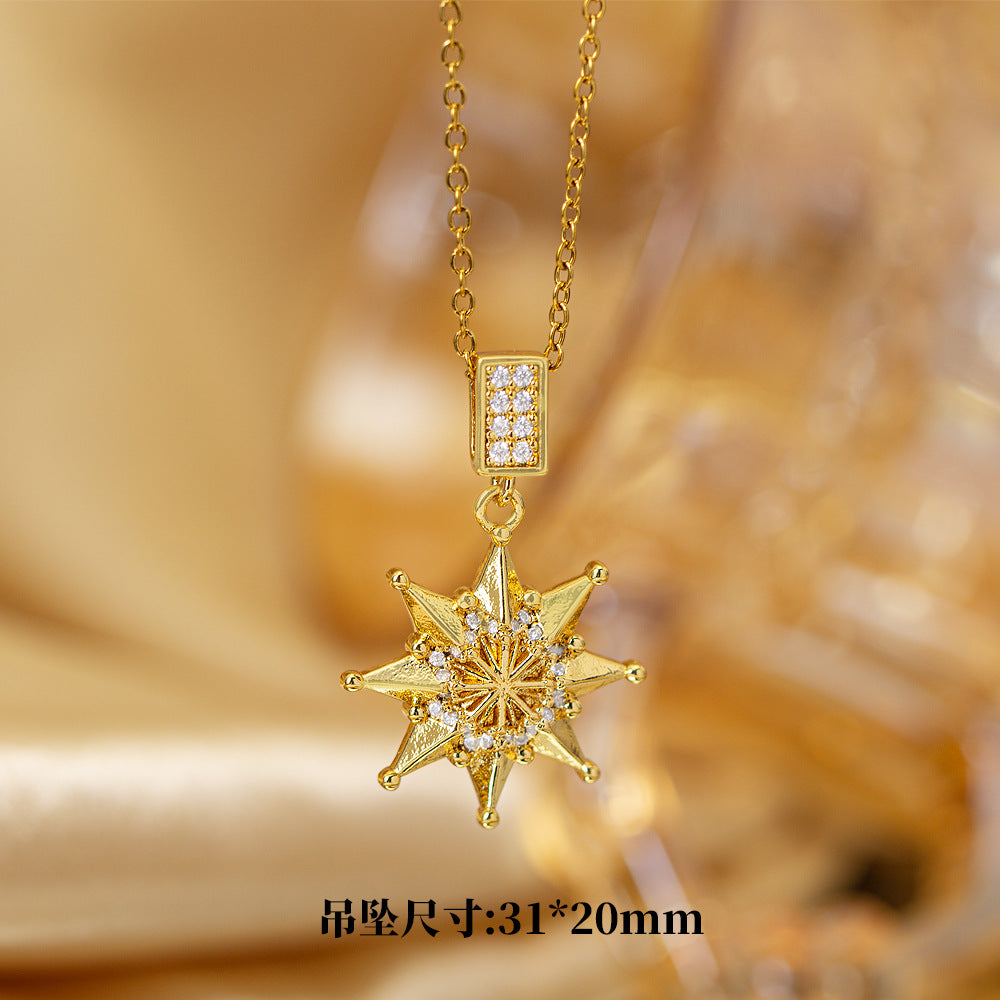High-quality elegantaccessible luxury full zirconium copper micro-embedded necklace for women, real gold electroplated, simple internet celebrity exquisite sweater chain neck chain