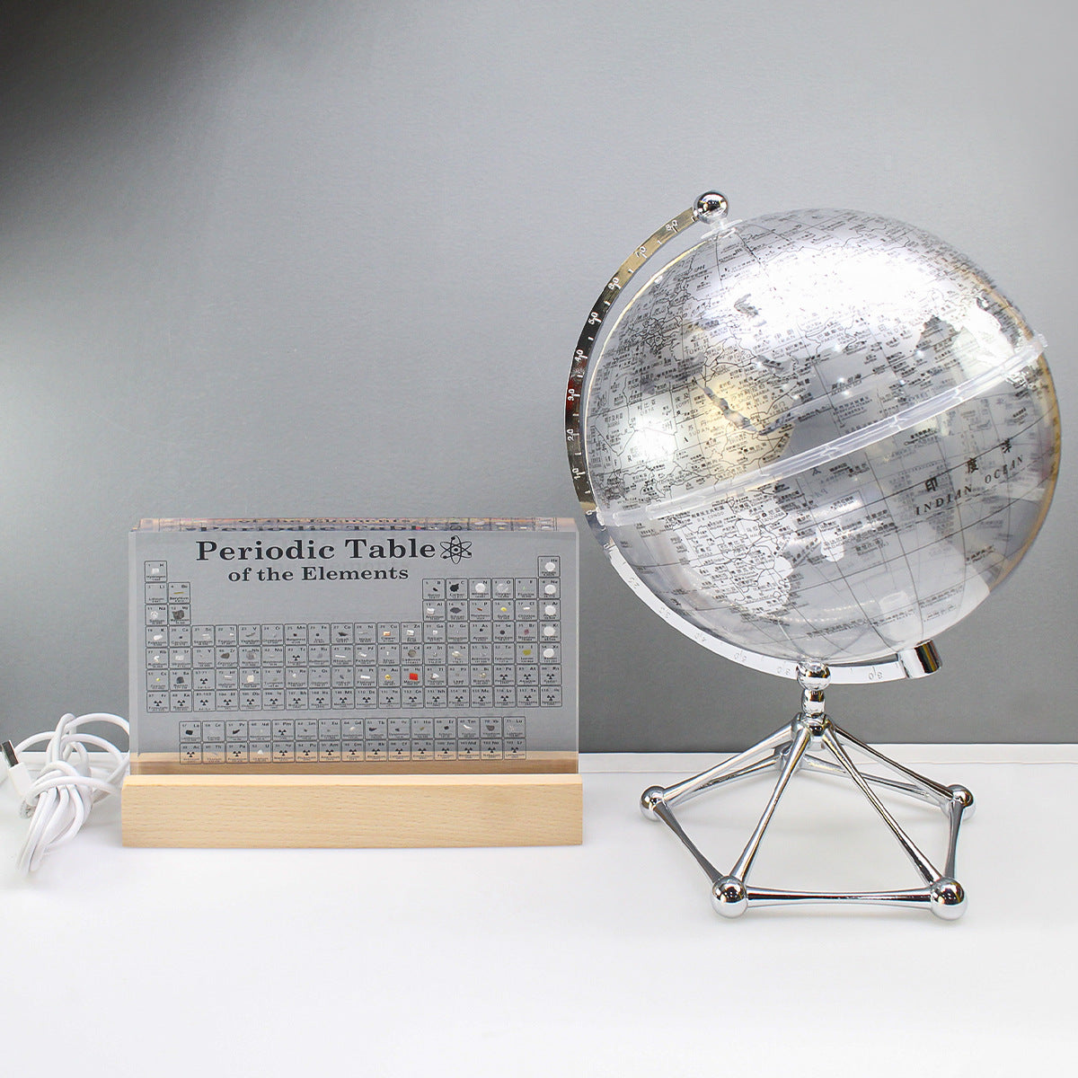 Newly upgraded oversized chemical element table 83 real elements embedded colorful plug-in luminous lamp holder ornament