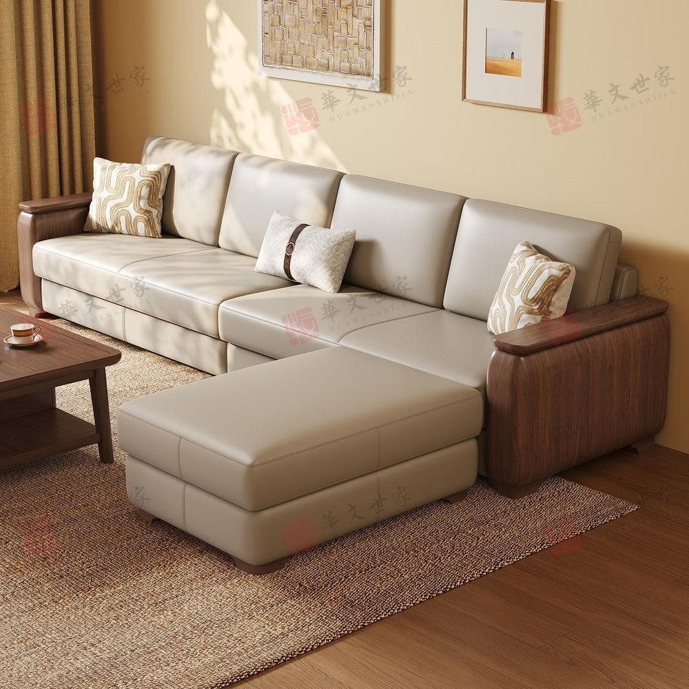 Black walnut solid wood sofa set - modern minimalist style for small to large living rooms