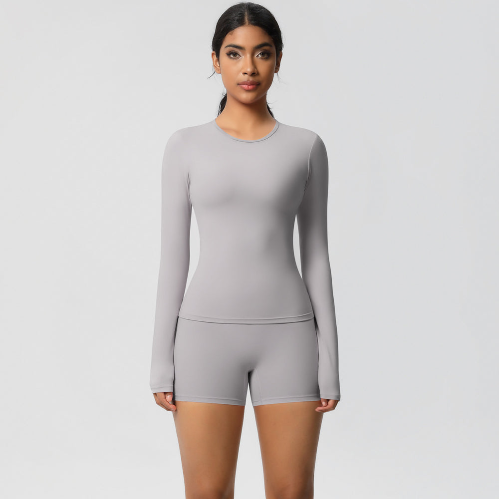 new arrival: seamless, barely-there long-sleeve t-shirt yoga set - quick-dry, breathable, outdoor running & fitness apparel
