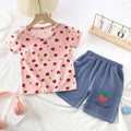 summer kids' short-sleeve set: toddler & children's pure cotton denim casual short-sleeve & shorts two-piece outfit - dropshipping available