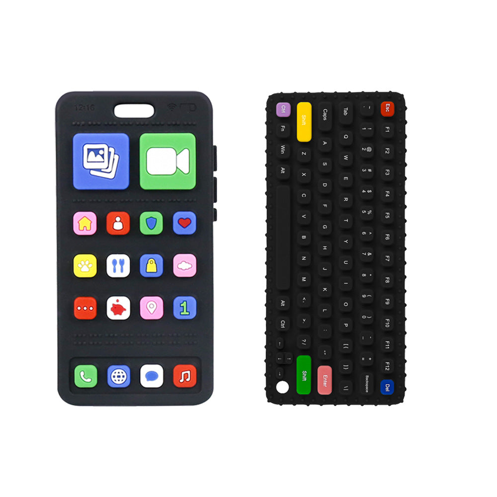 Cross-border silicone mobile phone toothpaste baby anti-eating hand grinding stick soothing toy biting le toothpaste baby food grade