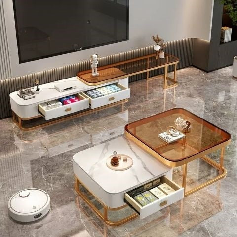 Rock slab coffee table living room for homenew arrivalaccessible luxury marble table foldablenormcore coffee table small apartment