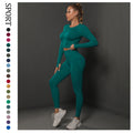 New solid color knitted peach lift tight yoga leggings set - seamless fitness activewear for women, perfect for running and yoga