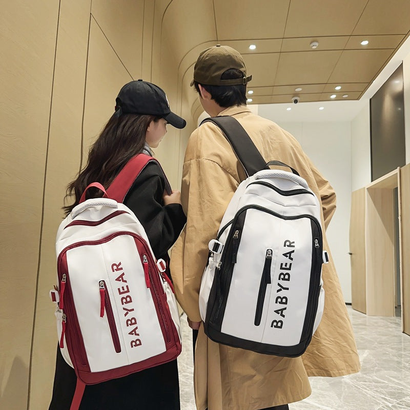 School bag for female college students, Korean version for junior high school students, high school, large-capacity burden reduction backpack for men's middle school students, casual backpack.