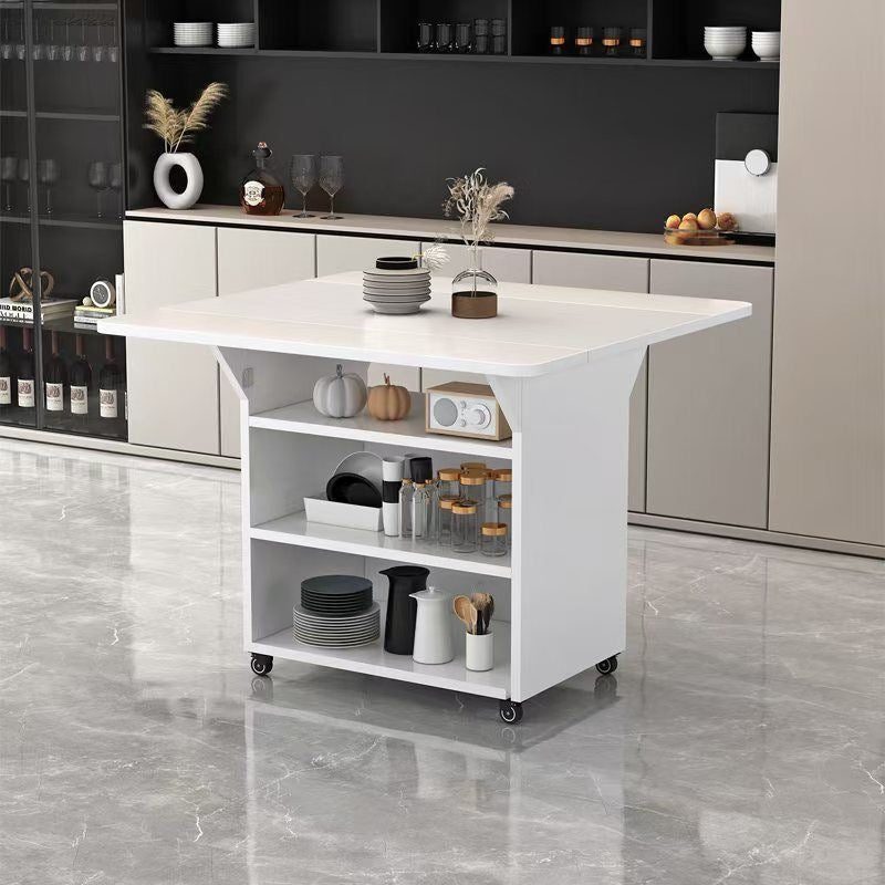 Movable foldable dining table small apartment for home rectangular foldable island table multifunctional storage storage sideboard