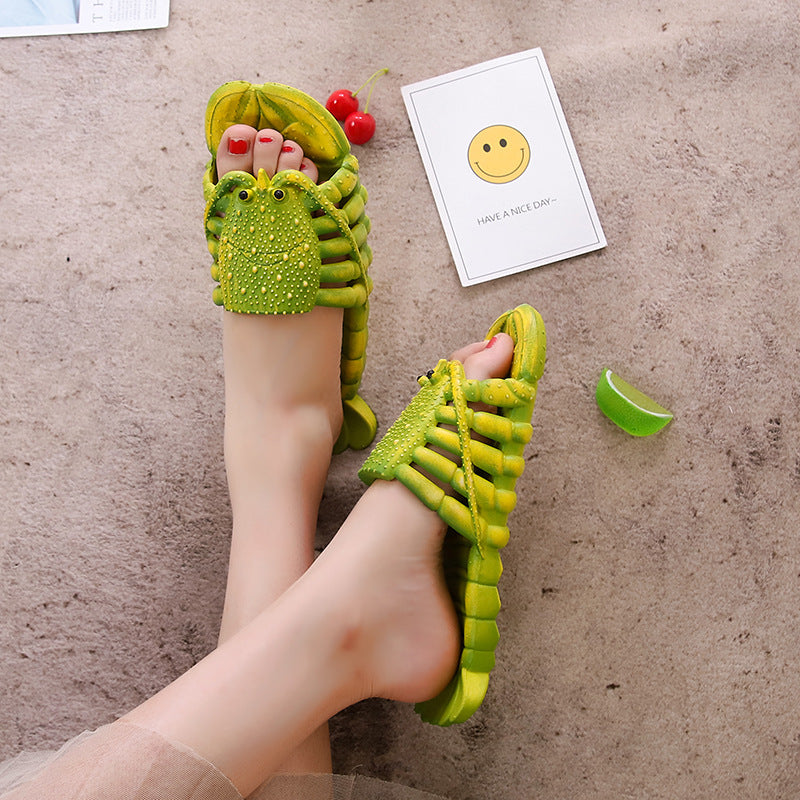 2025 new creative non-slip couple's slippers, parent-child cute lobster slippers, crayfish beach slippers