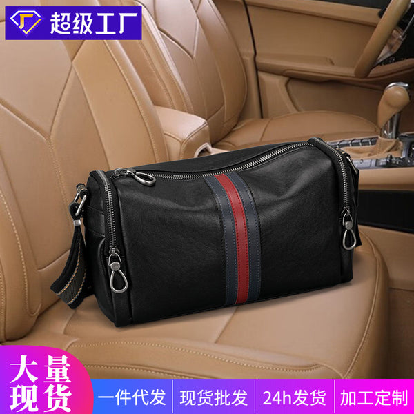 New trendy men's bags, genuine leather men's shoulder bags, fashion casual messenger bags, first-layer cowhide commuter small satchel bags