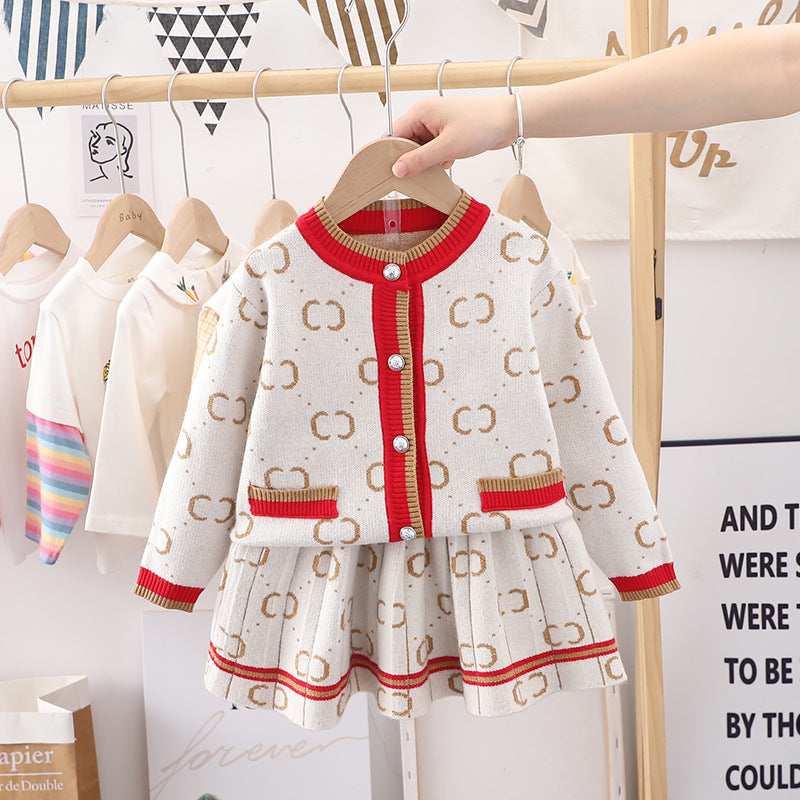 Girls' cardigan sweater set - autumn  collection - baby girl's outerwear - chanel-inspired girls' outfit