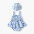 Ins summer clothing newborn baby sleeveless suspender khaki style small floral thin baby girl bag butt skirt one-piece