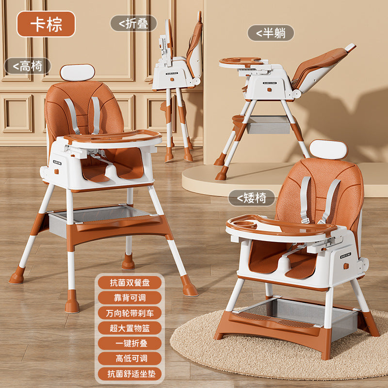 Baby Dining Chair Multifunctional Folding Baby Mobile Eating Adjustable Shampoo Household Portable Dining Chair Factory Wholesale