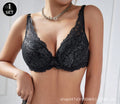 fashion women's carbon silver bra suit anti-sagging push-up steel ring adjustable bra sexy lace underwear