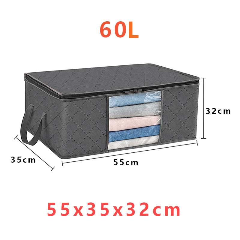 60 liters clothing storage bag, large-capacity quilt, blanket storage box, transparent window 6-piece gray storage box.