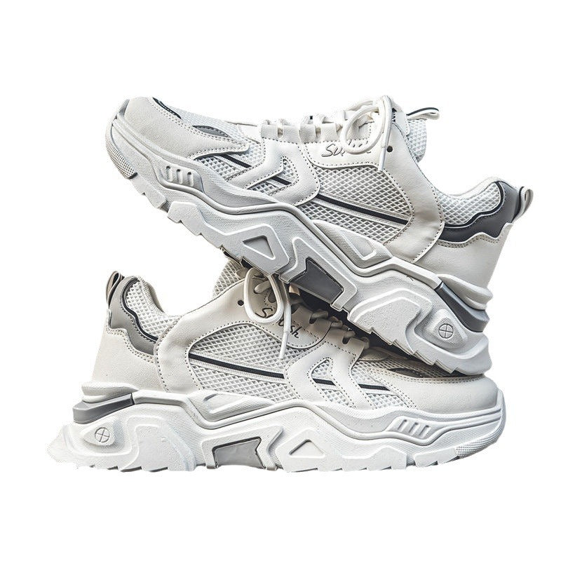 Men's winter breathable 2025 new trendy versatile youth sports casual chunky sole height increasing white dad shoes