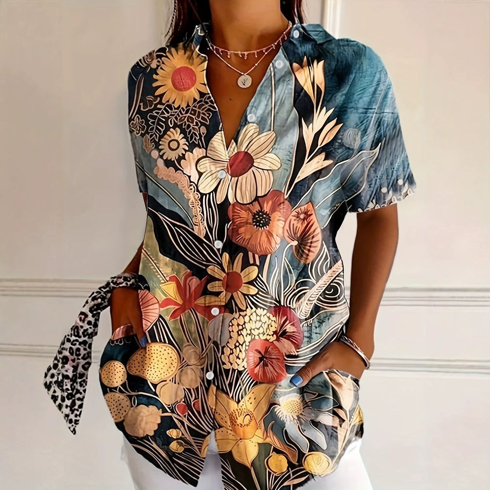 wholesale women's short-sleeved shirts, trendy shirt with hot-selling cross-border print designs, dropshipping available