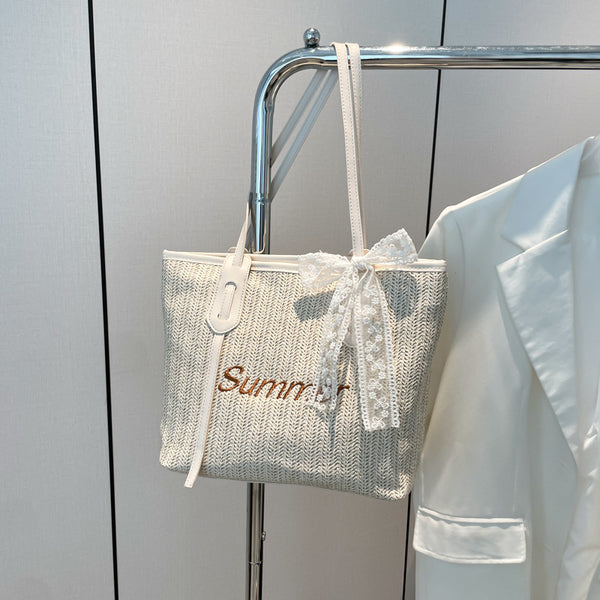 Woven women's bags spring and summer 2025 large-capacity premium beach vacation bags tote bags commuter straw bags