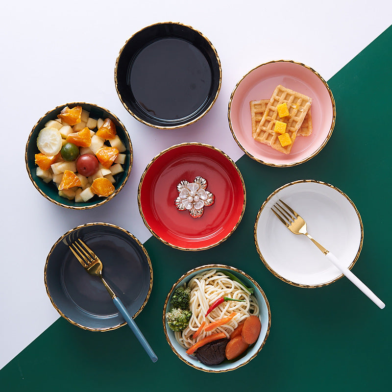 Nordic style ceramic bowl - perfect for fruit, desserts, salads, pasta, and breakfast. features a delicate lace design